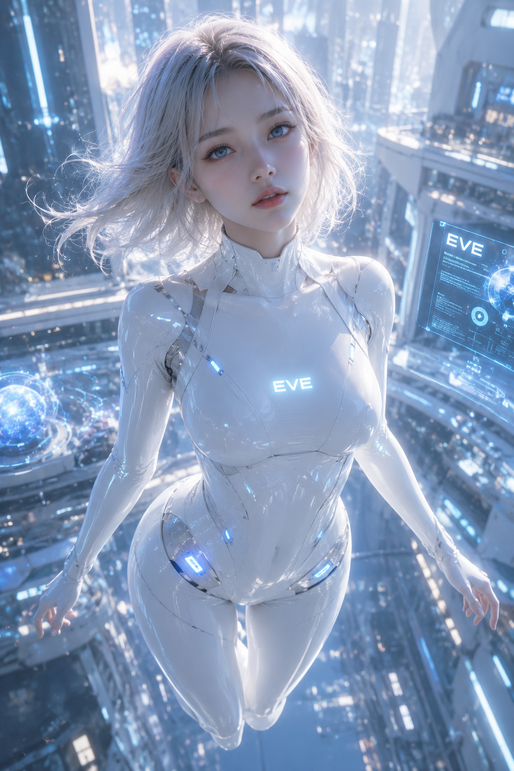 未来的な白いアンドロイドをモチーフにしたAIビジュアル実験