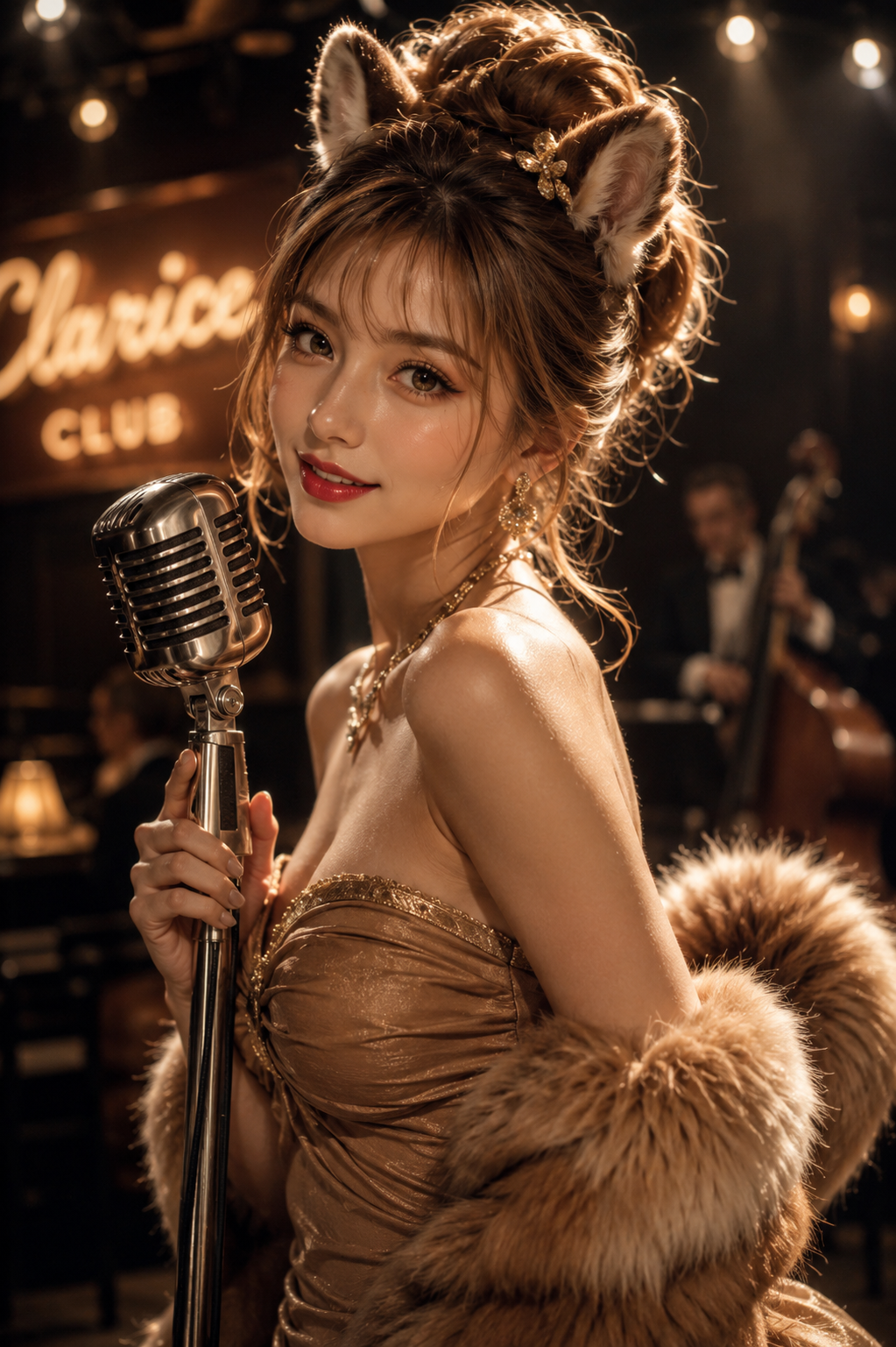ステージに立つ華やかな歌姫像をモチーフにしたAIビジュアル実験